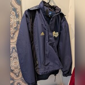 adidas Navy Windbreaker with Gold Logos Notre Dame Pullover